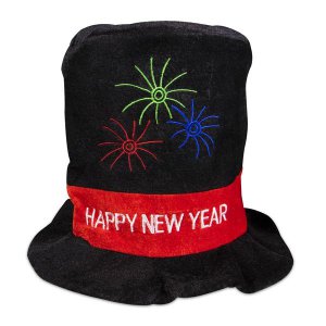 Happy New Year Velour Top Hat