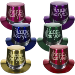 New Years Metallic Top Hats (Per 36 pack)