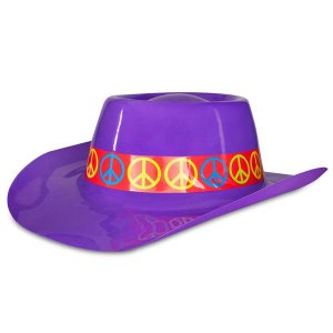 Purple Cowboy Hats with Peace Signs (Per 12 pack)