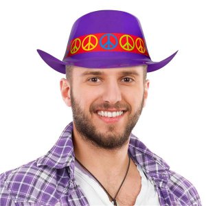 Purple Cowboy Hats with Peace Signs (Per 12 pack)