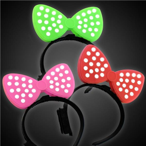 LED Polka Dot Bow Headbands (Per 12 pack)