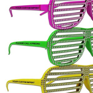 Neon Sparkle Slotted Glasses (Per 12 pack)