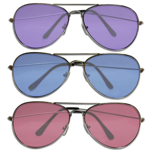 Colored Lens Aviator Sunglasses (Per 12 pack)