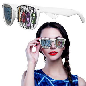 White Novelty Custom Sunglasses - 12 Pack (Per 12 Pack) White Novelty Custom Sunglasses - 12 Pack (Per 12 Pack)