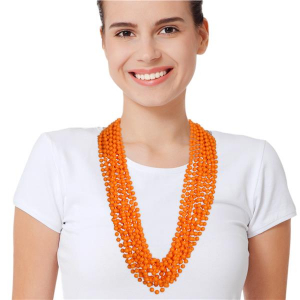 Orange 33" 7mm Bead Necklaces (Per 12 pack)
