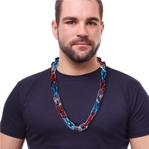 Red, Blue & Silver Chain Link Necklace