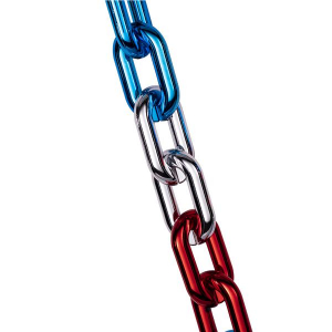 Red, Blue & Silver Chain Link Necklace