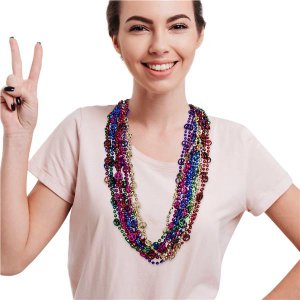Peace Sign Bead 33" Necklaces (Per 12 pack)