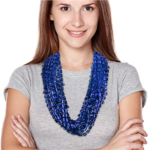 Blue Bead Beer Mug 33" Necklaces (Per 12 Pack)