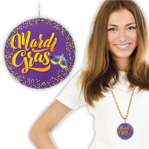 Mardi Gras Gold Bead Necklaces (Per 12 pack)
