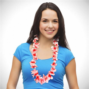 Red Silk Flower 36" Leis (Per 12 pack)