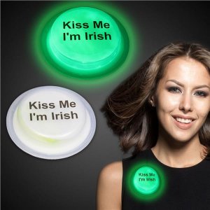 Kiss Me I'm Irish Green Glow Badge