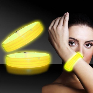 Yellow Triple Wide Glow Bracelets (Per 25 Pack)