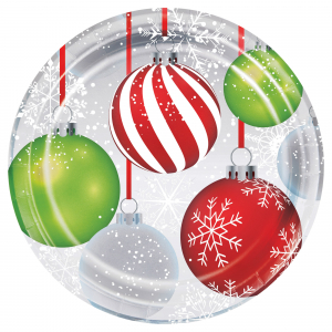Christmas Ornaments 9" Plates (Per 8 pack)
