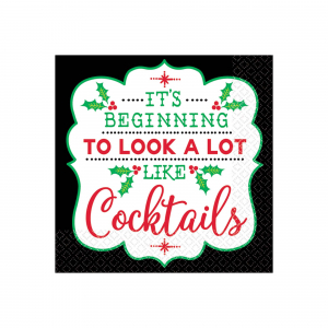 Christmas Cocktails Beverage Napkins (Per 16 pack)
