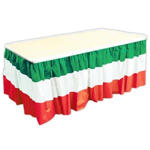 Red, White and Green Table Skirt