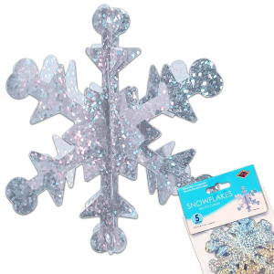 3-D Snowflake Decorations (Per 5 pack)