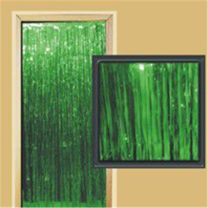 Green Metallic Fringed Door Curtain