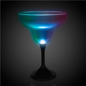 LED 10 oz Margarita Glass Black Stem