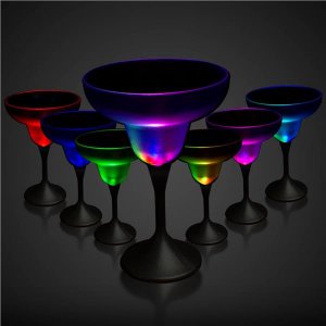 LED 10 oz Margarita Glass Black Stem