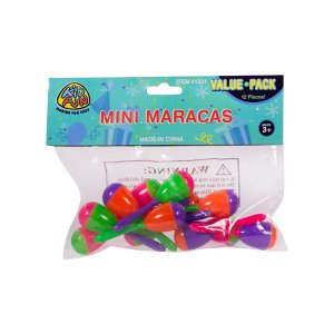 Mini Colorful Maracas (Per 12 pack)