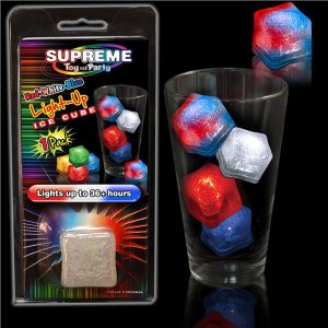 Red, White and Blue LED Ice Cube - 1 Per Pack