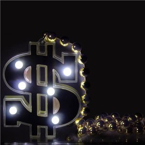 LED Gold Dollar Sign Necklace