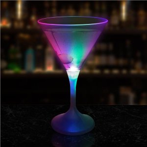 LED 7 oz Martini Glass With White Stem