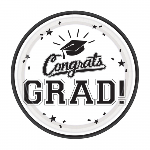 White Graduation 9" Plates