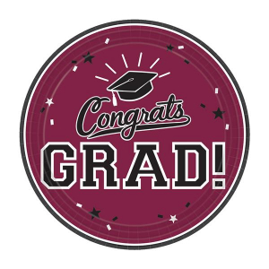 Maroon Graduation 7" Plates