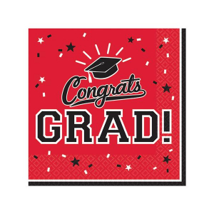 Red Graduation Beverage Napkins