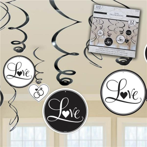 Black & White Wedding Swirl Decorations