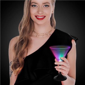 LED 7 oz Martini Glass With Black Stem
