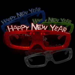 Sound Activated Light-Up "Happy New Year" Glasses- Red