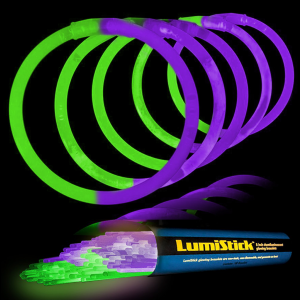 8 Inch Glowstick Bracelets - Bi-Color - Green/Purple