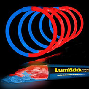 8 Inch Glowstick Bracelets - Bi-Color - Red/Blue