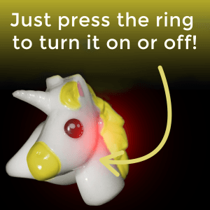 1" Light-Up Unicorn Rings- Yellow
