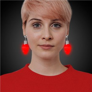 LED Red Bulb Clip-On Earrings (Per pair)