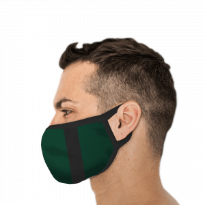 Dark Green & Black Stripe Polyester Face Mask