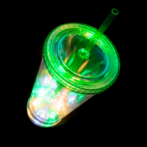16 Oz Light-Up Flashing Tumbler Glass- Green