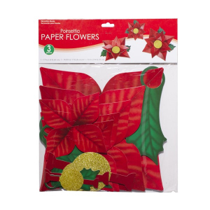 Poinsettia Paper Flowers (Per 3 pack)