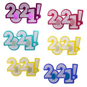 Multi-Color 2021 Glitter Glasses (Per 6 pack)