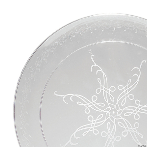9" Clear Floral Round Disposable Plastic Buffet Plates (80 Plates)