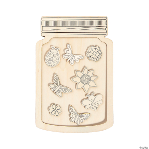 DIY Unfinished Wood Insect & Flowers Jars - 3 Pc.