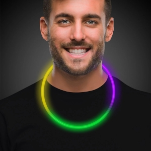 Green, Purple and Yellow 22 Inch Glow Necklaces