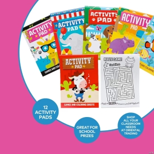 5" x 7" Games & Coloring Sheets Activity Pad Assortment - 12 Pc.