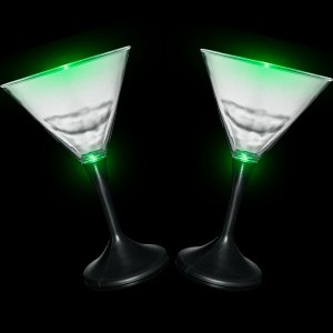 LED Light Up Martini Glass Black Stem - 7oz