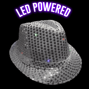 LED Flashing Sequined Fedora - Silver