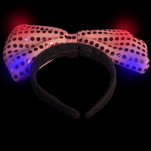 LED Flashing Bow Headband- Pink
