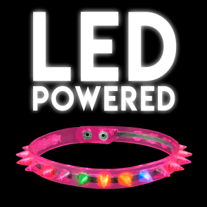 LED Light Up Spike Choker Necklace - Pink